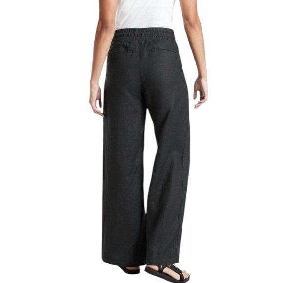 ATHLETA Cabo 100% Linen Wide-Leg Drawstring Pants in Black Size 10 -- COMFY!!! - Picture 2 of 8